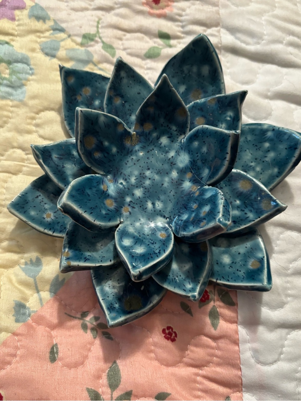 Handcrafted Blue Ceramic Tea light Holder